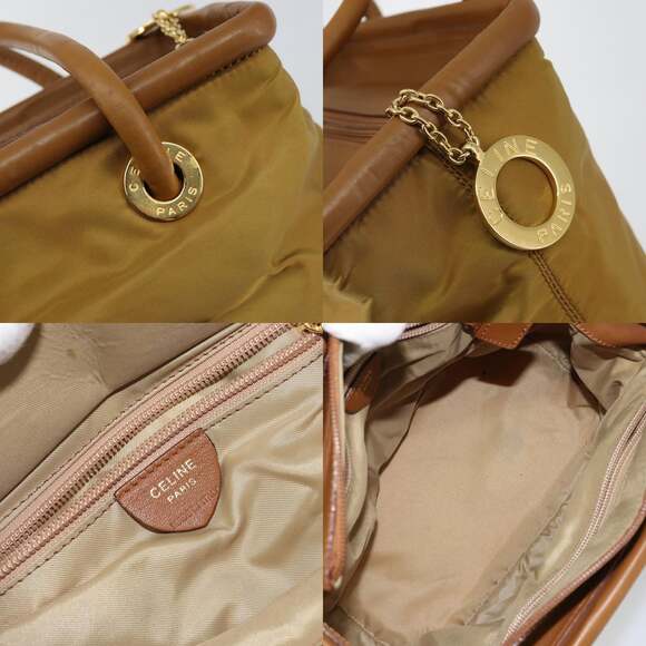 CELINE Hand Bag Nylon Brown Gold - Picture 11 of 13